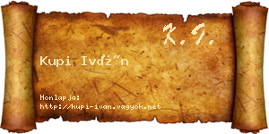 Kupi Iván névjegykártya