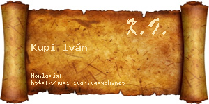 Kupi Iván névjegykártya